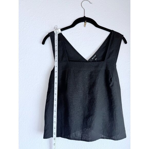 NWT Madewell Linen-Blend Cross-Back Sleeveless Top in True Black Size 0 - Picture 12 of 13